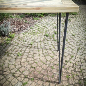 Table Desk >> Chevron Pattern << Reclaimed Wood, Handmade Console, Hairpin Legs, Solid Wood - Finished through OSMO oil image 5