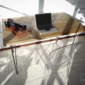 Desk Table |4 cm thick! Handmade Office Desk, Reclaimed Wood Desk, Chunky Solid Wood, Hairpin Legs, Danish Oil