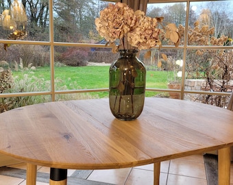 Round Solid Oak Extendable Table - Versatile and Functional Dining Solution, Custom-made Handcrafted Table
