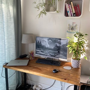 Reclaimed Wooden Written Desk Solid Metal Legs, Laptop Desk, Industrial Desk, Home Office Desk, Old wood desk