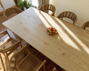 Large Oak Wood Dining Table for Your Home, Timeless Beauty Handmade of Solid Oak Wood