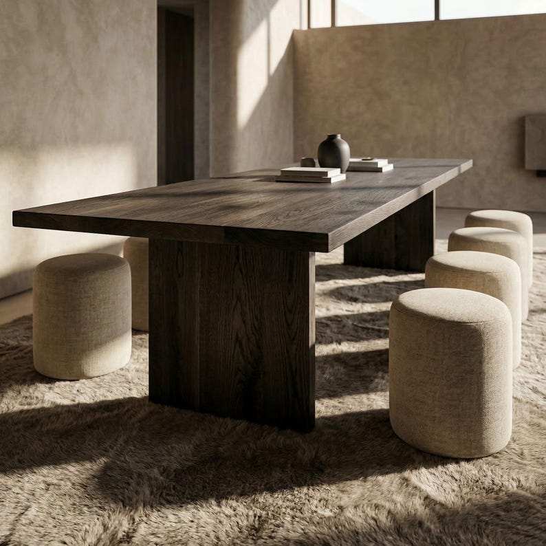 close up of natural oak wood grain on solid wood dining table showing texture and craftsmanship