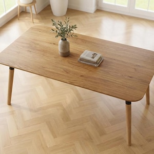 LUMO massief eikenhouten eettafel - Handgemaakt in moderne stijl - Scandinavisch-Japanse eikenhouten tafel - Gratis verzending binnen de EU - 160 cm, 180 cm, 200 cm afbeelding 3