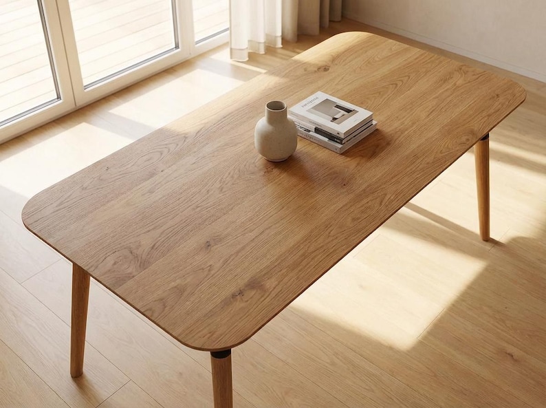 LUMO massief eikenhouten eettafel - Handgemaakt in moderne stijl - Scandinavisch-Japanse eikenhouten tafel - Gratis verzending binnen de EU - 160 cm, 180 cm, 200 cm Natural Clear Oak