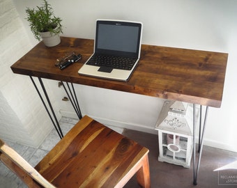 Industrial Mini Desk made of Reclaimed Wood with Hairpin Legs