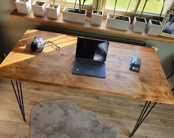 Wood Desk Table + Hairpin Legs for Home Office, Computer desk, Reclaimed wood desk, office furniture, industrial desk, Holzschreibtisch