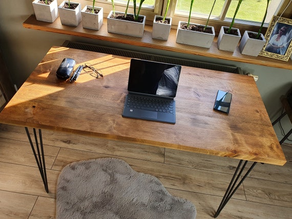 Mesa de escritorio de madera patas de horquilla para oficina en casa,  escritorio de computadora, escritorio de madera recuperada, muebles de  oficina, escritorio industrial, Holzschreibtisch -  España