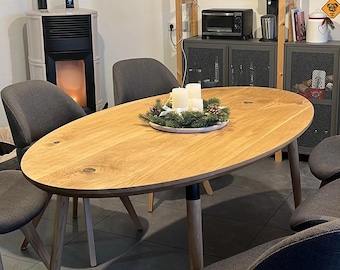 Oval Oak Solid Wood Dining Table, Elliptical kitchen table