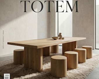TOTEM Solid Oak Dining Table – Minimalist Sculptural Table – Modern Architectural Wood Table – Handmade