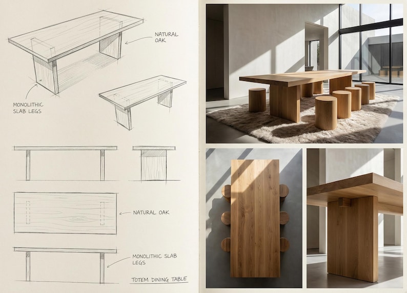 technical sketch of oak dining table with dimensions 160 180 200 cm length and 90 cm depth