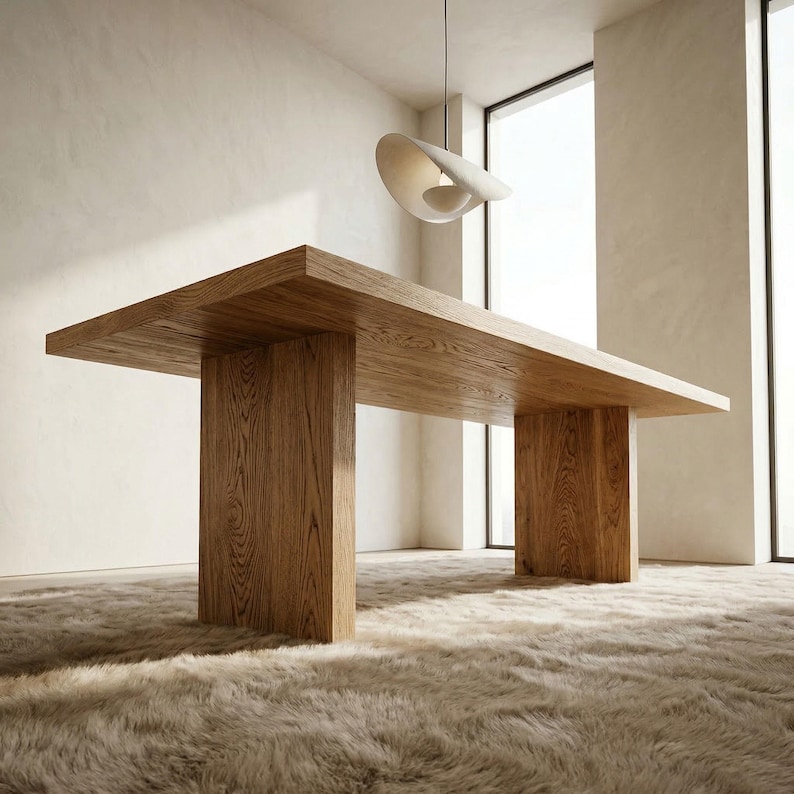 TOTEM Solid Oak Dining Table – Minimalist Sculptural Table – Modern Architectural Wood Table – Handmade 画像 10