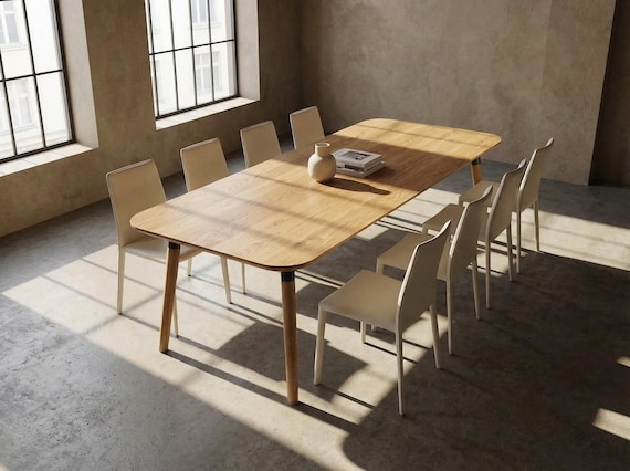 LUMO Solid Oak Dining Table - Handmade Modern Style - Scandi Japandi Oak Table - Free EU Shipping - 160cm, 180cm, 200cm