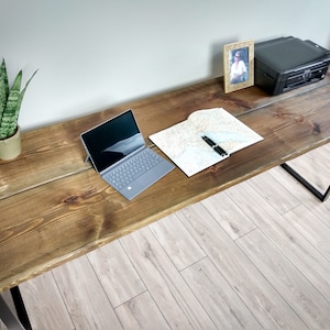 Reclaimed Wooden Desk 75 Deep. Solid Metal Legs, Reclaimed Furniture Desk, Industrial Desk, Wooden Office Desk, Old wood desk Light Oak