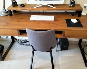 Industrial Office Desk with Drawers | Reclaimed Wood and Metal Legs | Reclaimed Wood Desk | Solid Home Office Computer Table