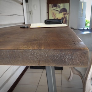 Console industrielle, table à pieds trapézoïdaux, table à manger industrielle récupérée, bureau industriel, bureau en bois, bureau à domicile