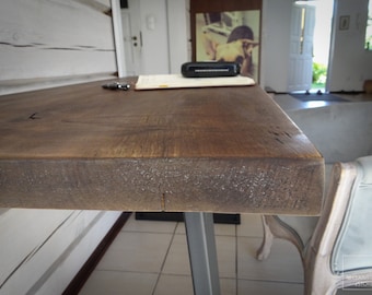 Console Table Industrial, Trapezoid Leg Table, Reclaimed Industrial Dining Table, Industrial Office Desk, Wood Desk, Home Office Desk