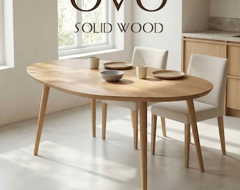 OVO Organic Dining Table | Solid Black Alder Wood | Natural Oil Finish | Handmade Organic Design | Seats 2-4 | Compact Apartment Table