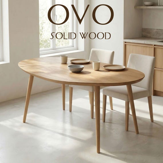 OVO Organic Dining Table | Solid Black Alder Wood | Natural Oil Finish | Handmade Organic Design | Seats 2-4 | Compact Apartment Table
