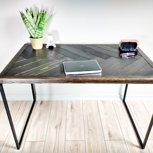 Unique Herringbone Minimalist Desk for a Stylish Home Office Space
