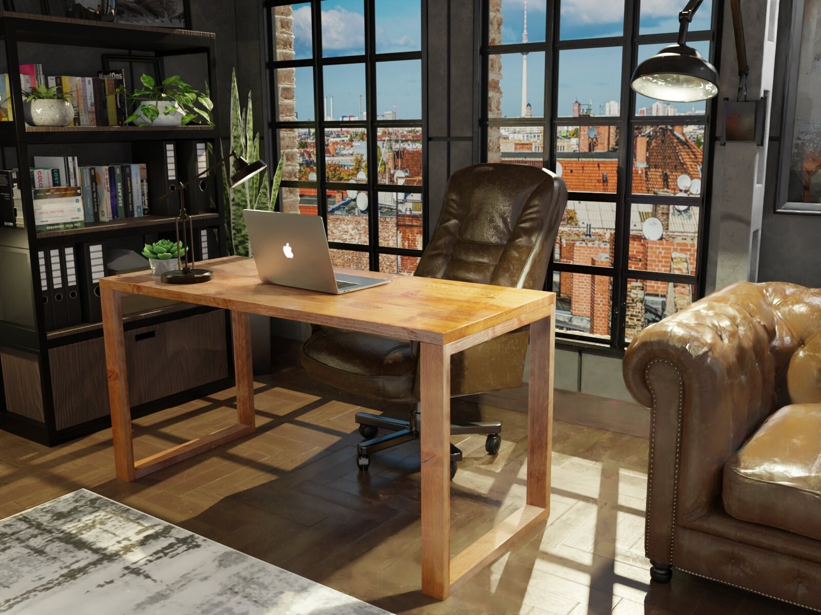 Simple Desk With Drawer,reclaimed Wood Handmade Desk, Choice of Colours  With Wooden Tapered Legs, Colour Choices WILLIAM. 