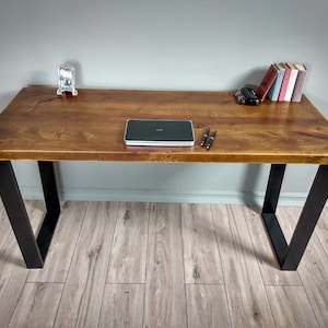 Wood Office Desk with Trapezoid Metal Legs, Reclaimed Wooden Desk, Reclaimed Furniture Desk, Industrial Desk, Old wood