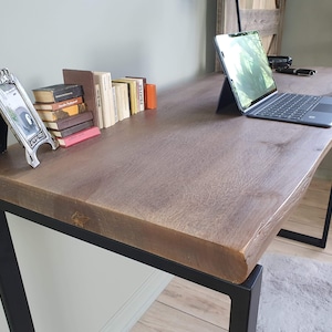 Wood desk, Living Edge for Home office, Writing and Laptop desk, Industrial style, made of Old solid Reclaimed wood