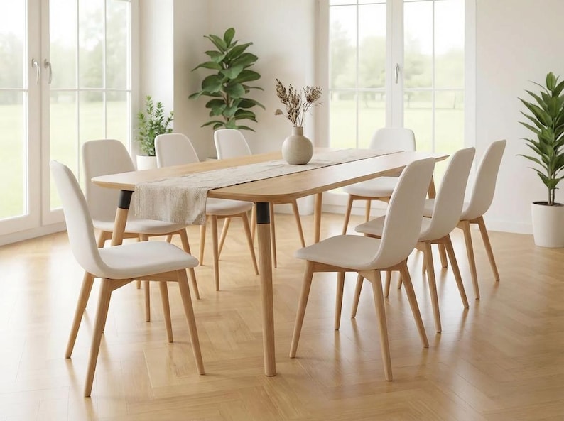 LUMO massief eikenhouten eettafel - Handgemaakt in moderne stijl - Scandinavisch-Japanse eikenhouten tafel - Gratis verzending binnen de EU - 160 cm, 180 cm, 200 cm afbeelding 8