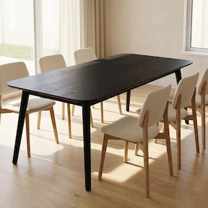 LUMO massief eikenhouten eettafel - Handgemaakt in moderne stijl - Scandinavisch-Japanse eikenhouten tafel - Gratis verzending binnen de EU - 160 cm, 180 cm, 200 cm Black Oak