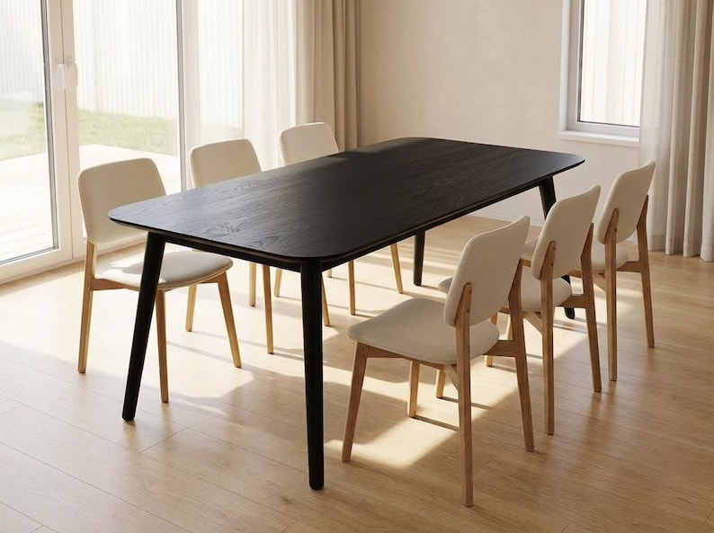 LUMO massief eikenhouten eettafel - Handgemaakt in moderne stijl - Scandinavisch-Japanse eikenhouten tafel - Gratis verzending binnen de EU - 160 cm, 180 cm, 200 cm Black Oak