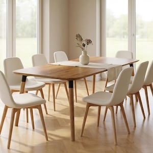 LUMO massief eikenhouten eettafel - Handgemaakt in moderne stijl - Scandinavisch-Japanse eikenhouten tafel - Gratis verzending binnen de EU - 160 cm, 180 cm, 200 cm afbeelding 7