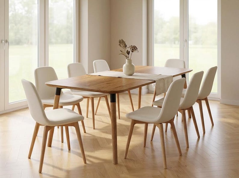 LUMO massief eikenhouten eettafel - Handgemaakt in moderne stijl - Scandinavisch-Japanse eikenhouten tafel - Gratis verzending binnen de EU - 160 cm, 180 cm, 200 cm afbeelding 7
