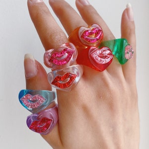 Hot Lips Chunky Rings / Resin Rings / Chunky Rings / Statement Rings / Fun Rings / 90s Rings / Y2K Rings