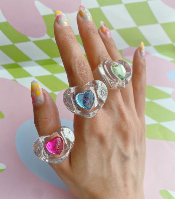Plastic chunky rings deals