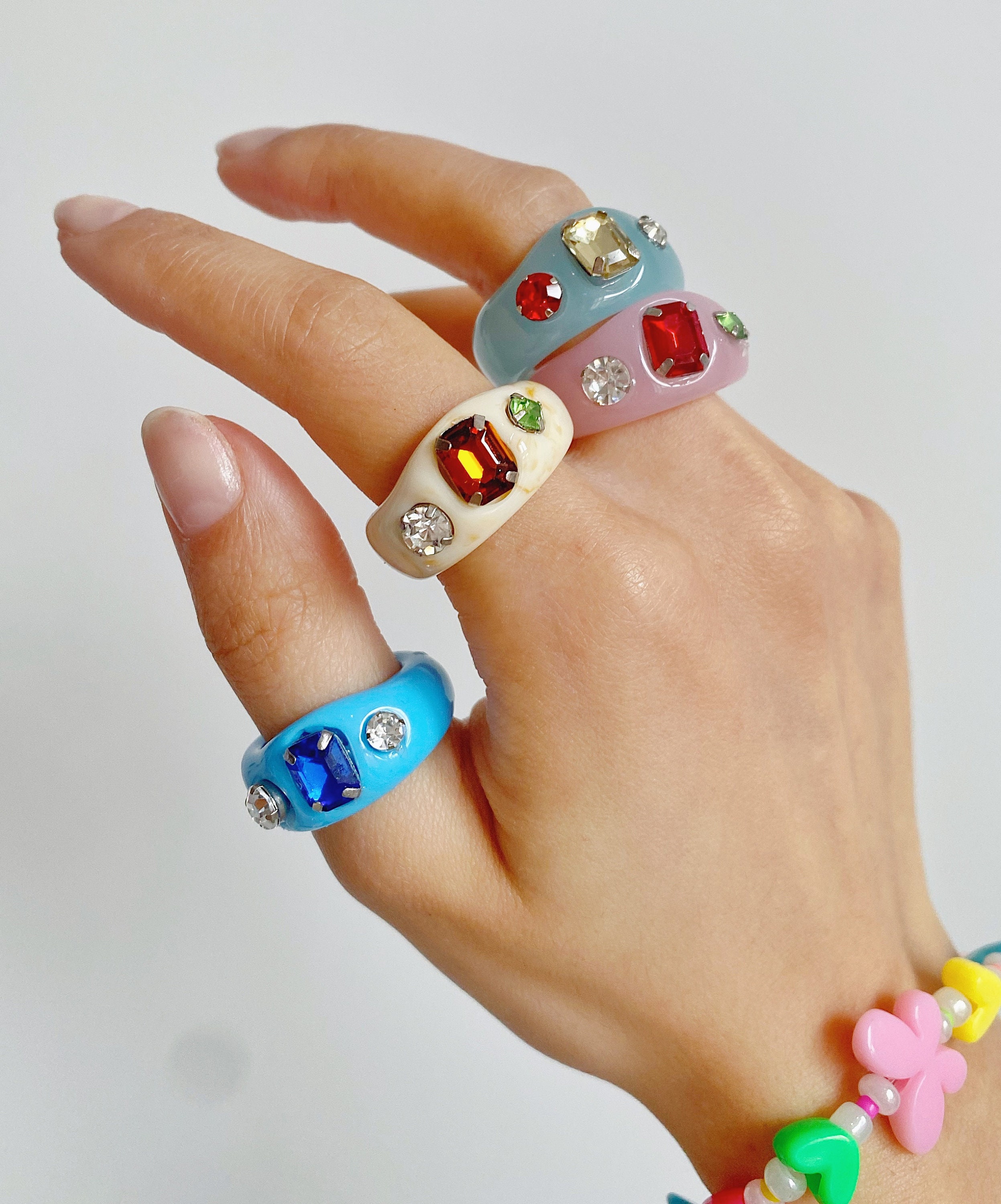 Chunky 90s Ring size 6 3/4 / Resin Ring / Statement Etsy