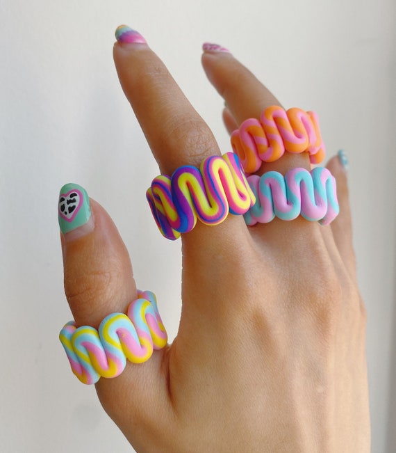 Buy Fun Wiggly Chunky Ring Size Us 7.5 Chunky Rings 90s Rings