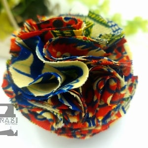 African print ruffle flower | carnation pin | flower hair clip | flower brooch | clothing accessories