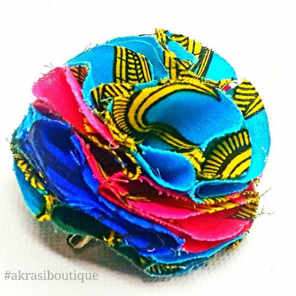 African print ruffle flower | carnation pin | flower hair clip | flower brooch | clothing accessories