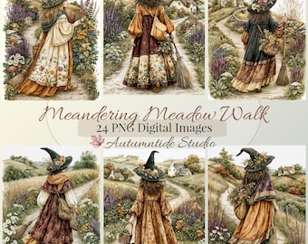 Meandrujący spacer po łące 24 PNG zestaw ~ Witch Kwitnące pola, spacer po górach, obrazy clipart, dziennik śmieciowy, efemeryda, scrapbooking, clipart