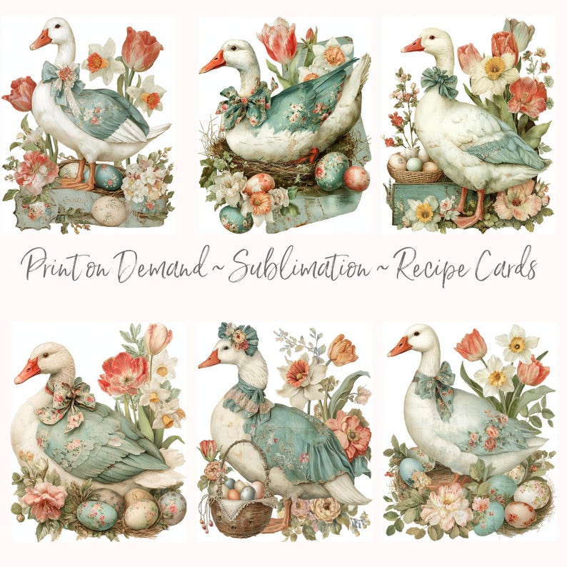 Vintage Easter Goose Clipart: Journaling, Scrapbooking Elements ...