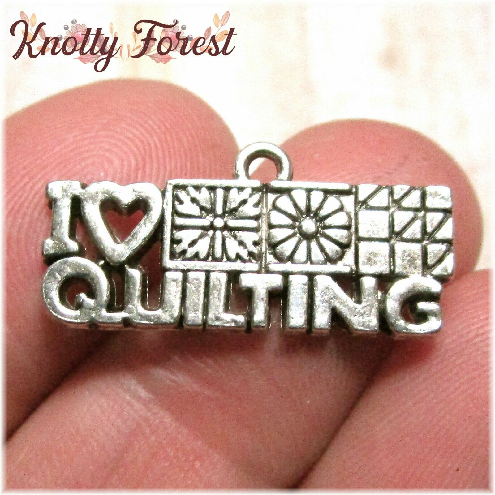 5 I Love Quilting Charms Antique Silver Tone I Heart Quilter Etsy