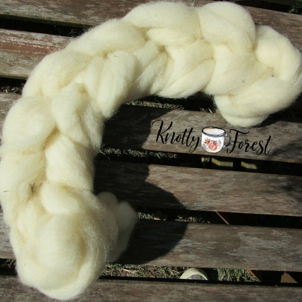 Wool Roving USA CHEVIOT Wool Natural Cream 100% American ~ 5 FEET of Roving