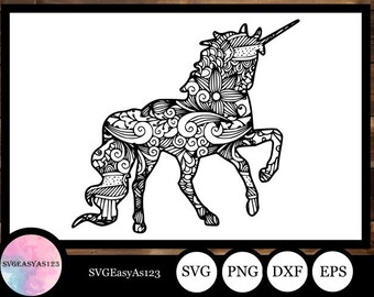 Unicorn Mandala Svg Etsy