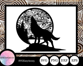 Download Wolf Mandala Svg Etsy