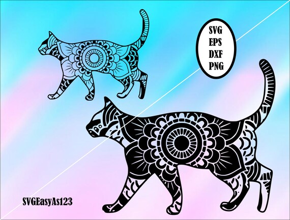 Cat Svg Cat Mandala Svg Cat Zentangle Svg Mandala Svg Etsy