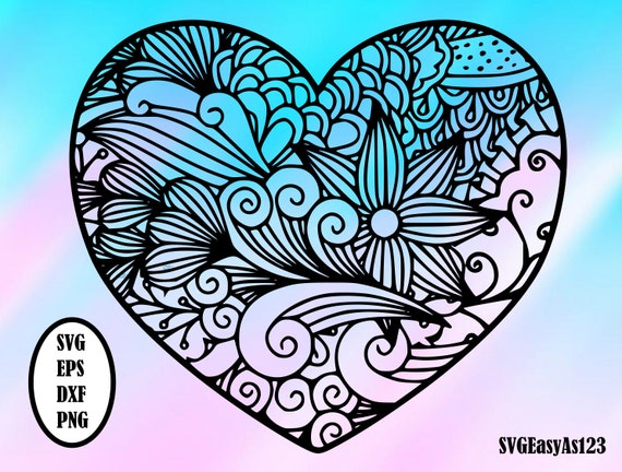 Download Heart svg Mandala svg Mandala Heart svg Heart Stencil svg | Etsy