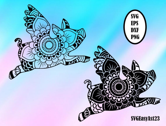 Download Flying Pig Svg Flying Pig Mandala Svg Flying Pig Zentangle Etsy