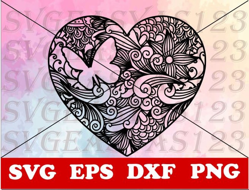 Download Mandala heart svg zentangle heart svg cricut svg file | Etsy