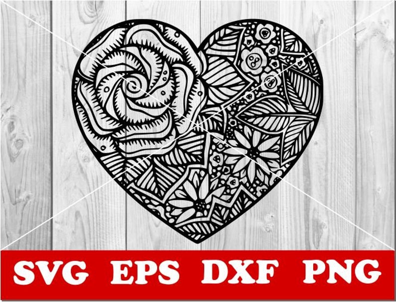 Download Corazón svg Mandala svg Mandala Heart svg Heart Stencil | Etsy