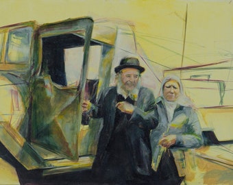 Oil on Canvas - "Aliya" . Grandma - Jewish Fine Art - Judaica Jewish Oil Painting - Wall Art - Original painting/prints