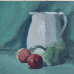 Natura morta Dipinto a olio originale, Natura morta artistica, Arte israeliana, Olio su carta Belle arti Belle arti Arte figurativa Opera d'arte realistica